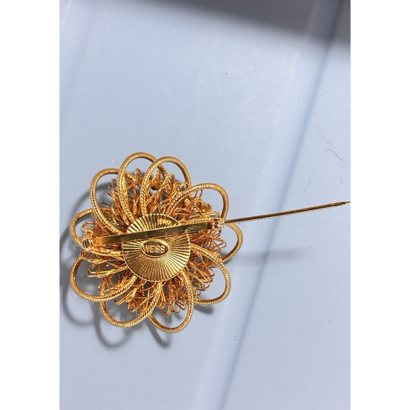 Vintage Mid-Century WEISS Wirework Flower Star Burst Sputnik Floral Brooch 2.5" - Picture 10 of 16